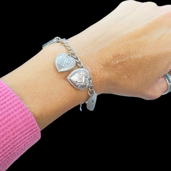 Vintage Coro Art Deco Silver-Tone Heart Stars Moon & Other Charm Bracelet - Picture 8 of 9